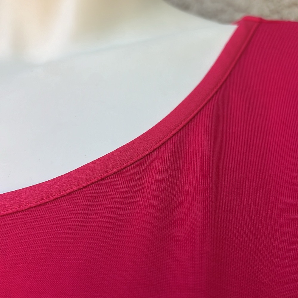 Calvin Klein Hot Pink Super Soft Tee Cap Sleeve Shirt Blouse Top w Front Pocket - Picture 5 of 8